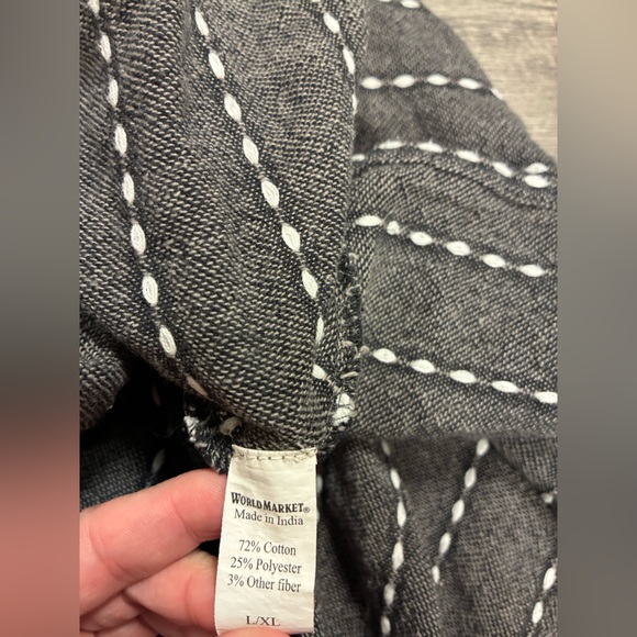 World Market Harem Jumpsuit L/XL Wide Leg Striped Embroidered Boho Festival - Picture 8 of 11